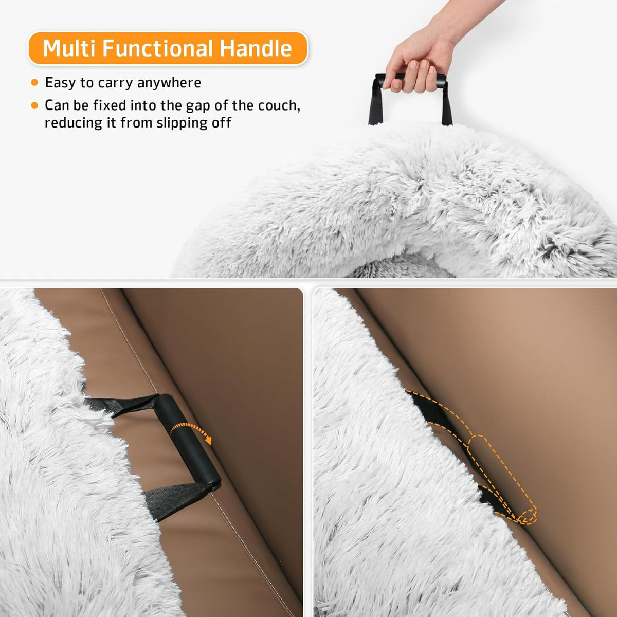 Calming Dog Bed Fluffy Plush Dog Mat for Furniture Protector with Removable Washable Cover for