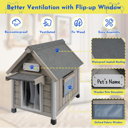 Outdoor Dog House Weatherproof Large Wooden Dog Kennel Indoor for Small Dogs with Chew-Proof Frame