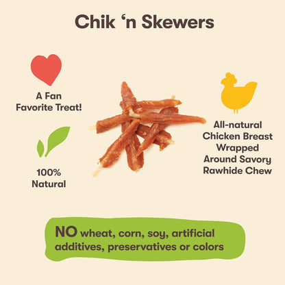 Pet 'n Shape Chik 'n Skewers - Chicken Wrapped Rawhide - All Natural Dog Treats, Chicken, 8 Oz