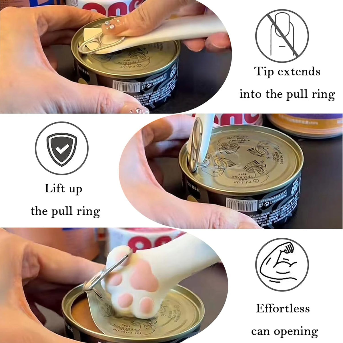 3 Pcs Cat Food Can Lids & One Can Opener | Cute Paw Shape Can Covers and Opener Spatula Cat Spoons