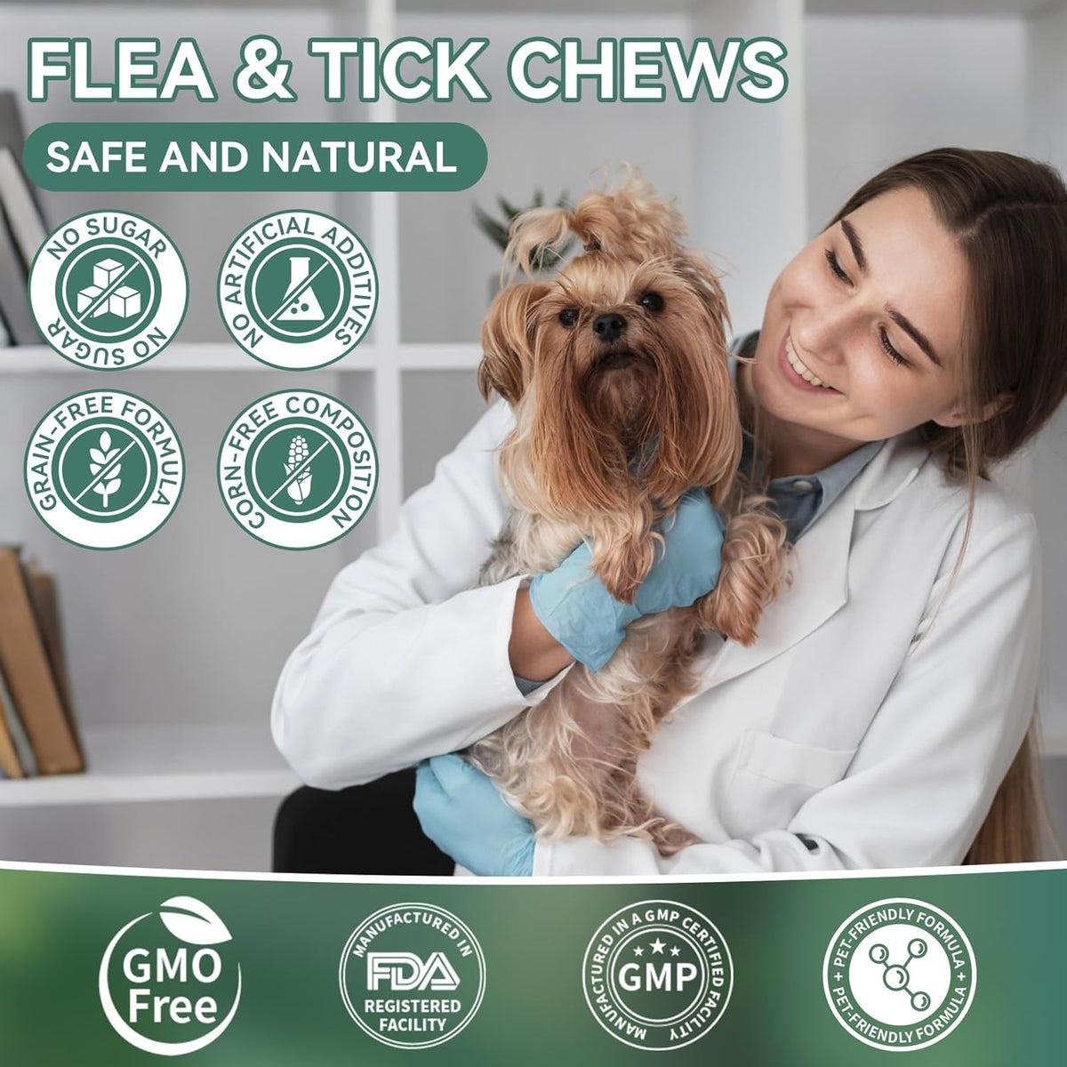 YOTANGO Flea and Tick Prevention for Dogs Chewable, 200 Soft Treats Natural Dog Flea and Tick