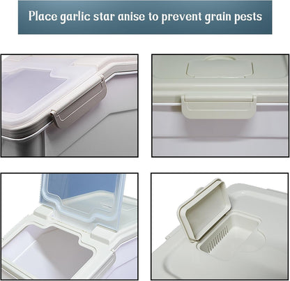 AnRui Rice Storage Container 50LB, Airtight Flour Storage Containers, Plastic Cereal Grain