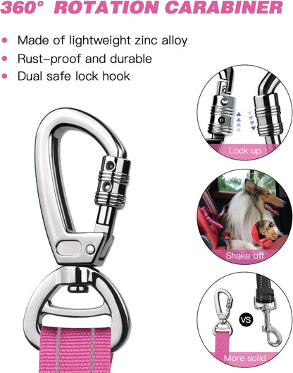 AUBELL Dog Seat Belt for Car,Updated 3-in-1 Adjustable Reflective Bungee Heavy Duty Dog Car Harness