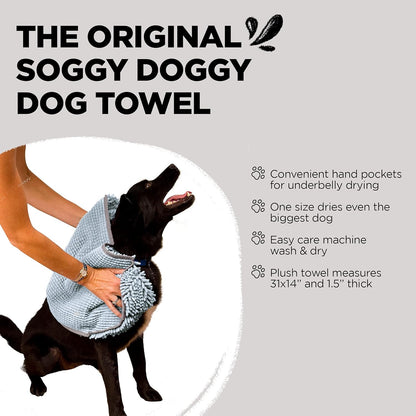Soggy Doggy Super Shammy Dog Towel - Microfiber Chenille Towel for Drying Dogs and Cleaning Paws
