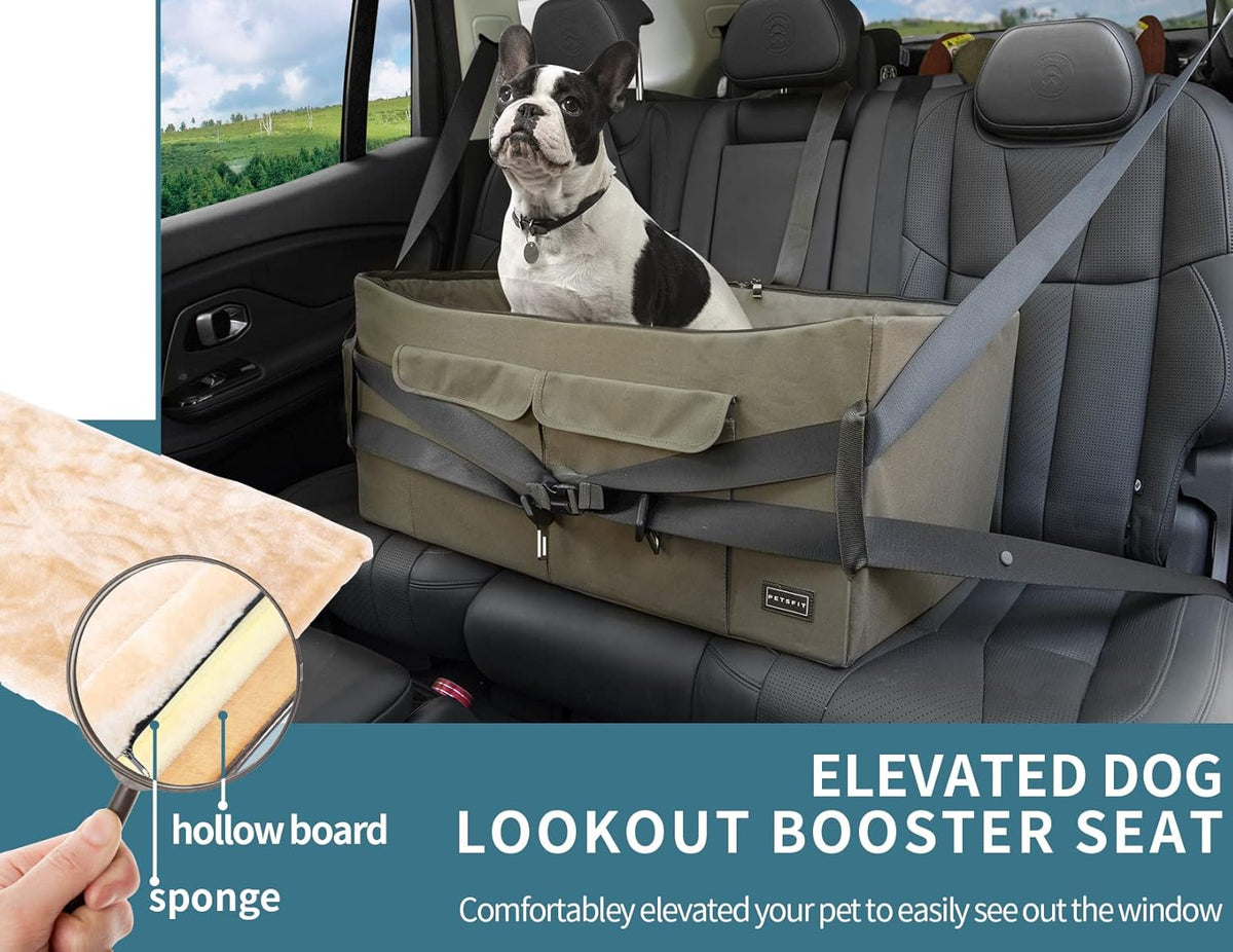 Petsfit Dog Booster Seat For 2 Small Dogs or Medium Dog up to 45 lb, Large Dog Car Seat With 2 Big