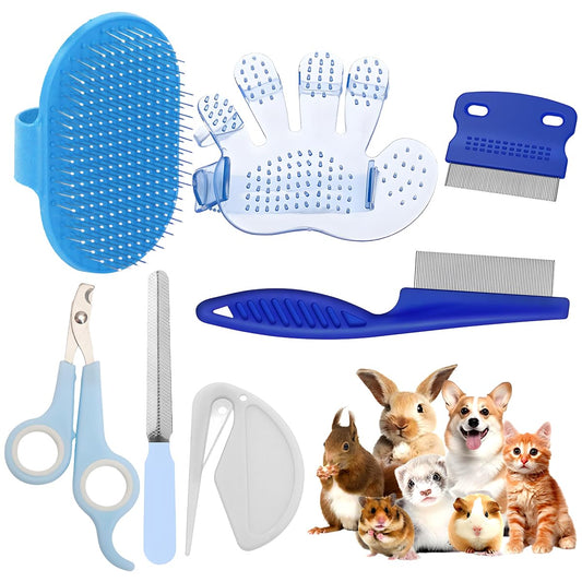Rabbit Grooming Kit – Bunny Grooming Kit with Shedding Brush, Nail Clippers & Comb – Small Animal