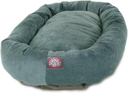 Majestic Pet 32 Inch Micro Velvet Calming Dog Bed Washable – Cozy Soft Round Dog Bed with Spine for
