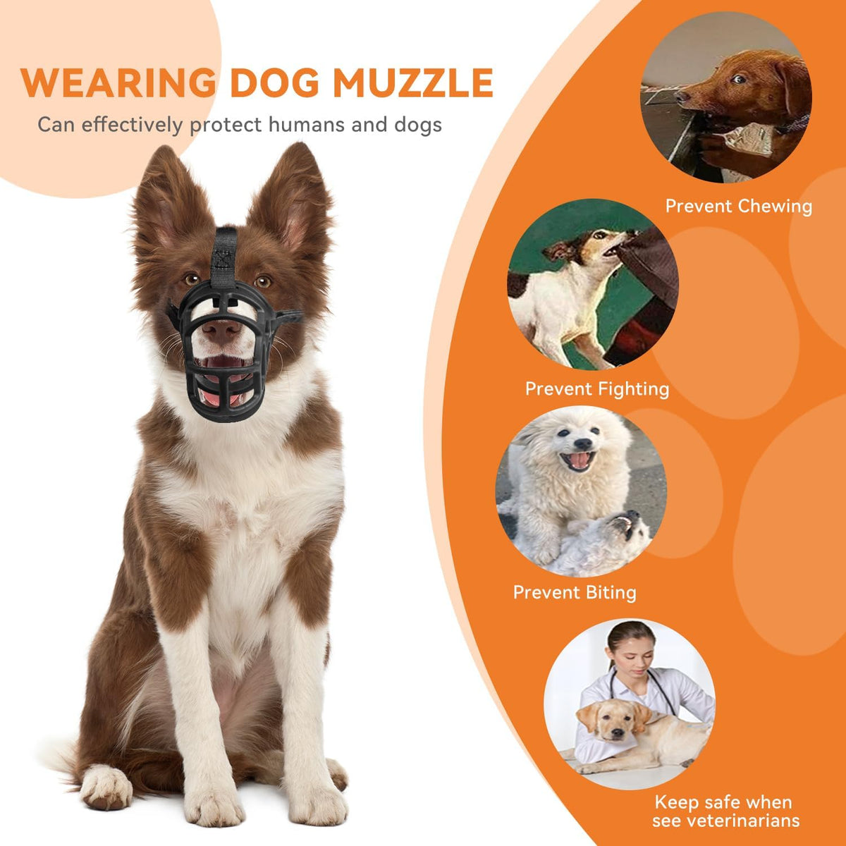 Dog Muzzle, Basket Muzzle Anti Biting Chewing, Sturdy Lightweight Muzzle Allows Panting Drinking