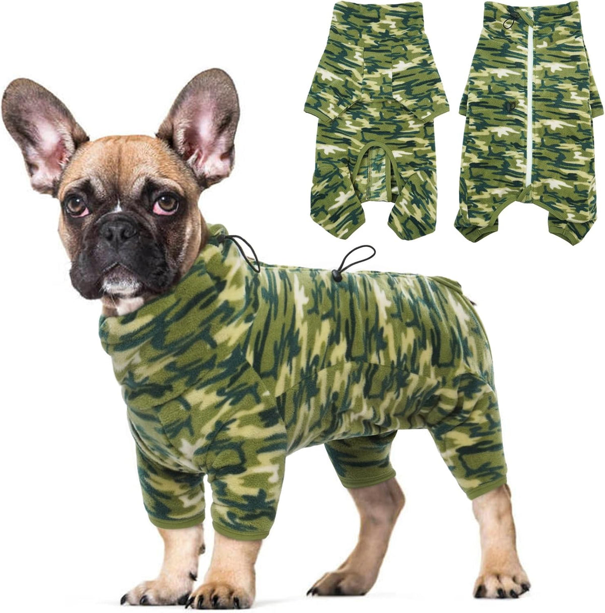 ROZKITCH Dog Long Sleeve Pajamas, Pet Windproof Warm Cold Weather Jacket Vest with Luminous Zipper