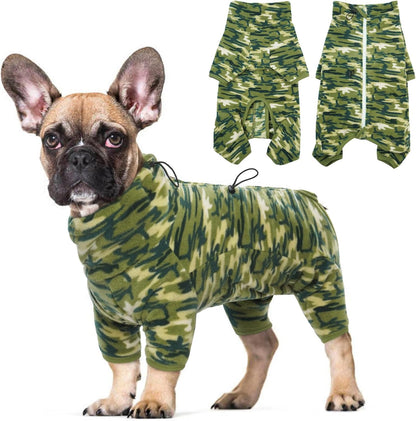 ROZKITCH Camo Dog Jacket Fleece Pullover Pajamas, Pet Windproof Warm Cold Weather Jacket Vest with