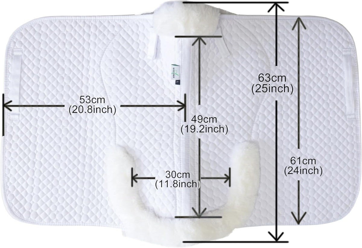 Woolous Dressage Saddle Pad, English Saddle Pad with Sheepskin Trim, Lambskin Wool Fleece Lining