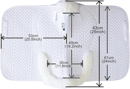 Woolous Dressage Saddle Pad, English Saddle Pad with Sheepskin Trim, Lambskin Wool Fleece Lining