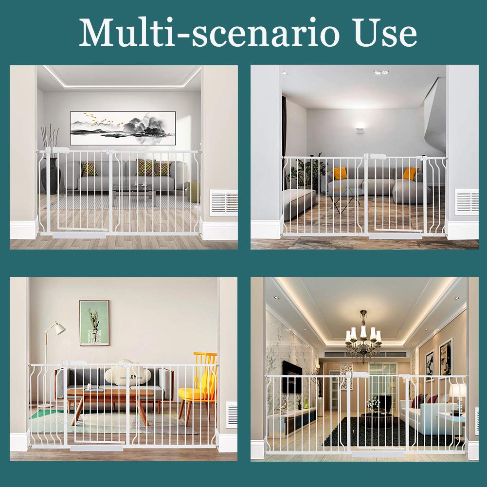 ALLAIBB Extra Wide Pressure Mounted Baby Gate Walk Through Child Kids Safety Toddler Tension White