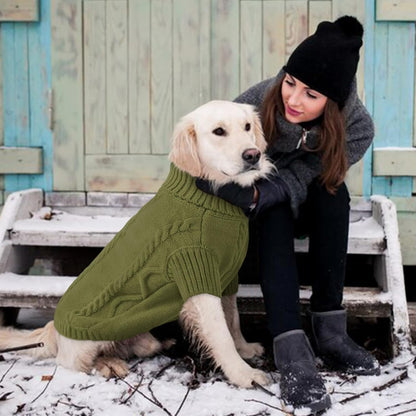Queenmore Small Dog Pullover Sweater, Cold Weather Cable Knitwear, Classic Turtleneck Thick Warm
