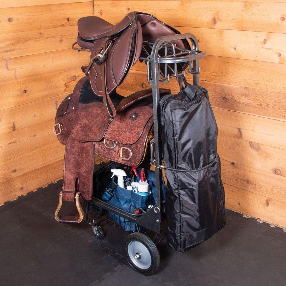 Pro Series Saddle & Tack Cart | Holds English & Western Saddles | Ample Storage | Easy Transport &