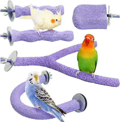 PINVNBY 5 Pack Bird Perch Resin Bird Beak Grinding Stone Parrot Cage Perch Stand Platform Foot