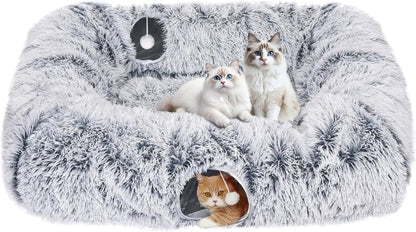 Extra Large Cat Tunnel Bed, 4 Ways Tunnels for Indoor Cats, Multi-cat Family Peekaboo Cave & Cat