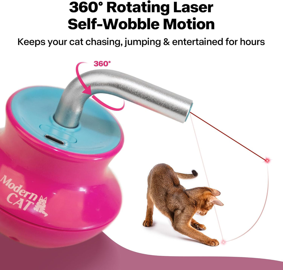 Cat Laser Pointer Toy for Bored Indoor Cats, Automatic Interactive Cat Toy, 360° Laser Rotation