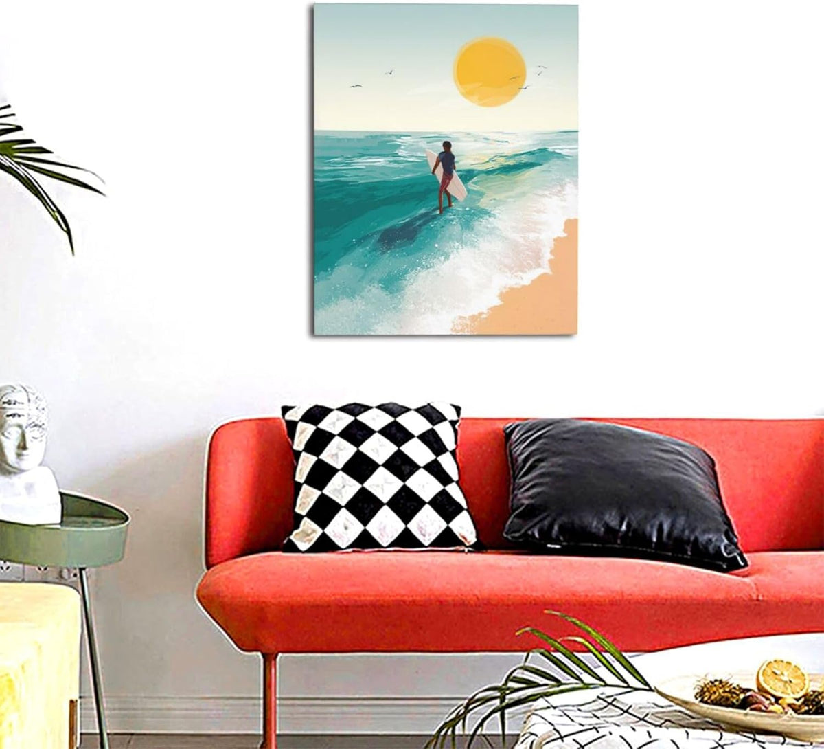 Beach Surfing Wall Art Ocean Coastal Wave Canvas Wall Decor Summer Nature Seascape Pictures