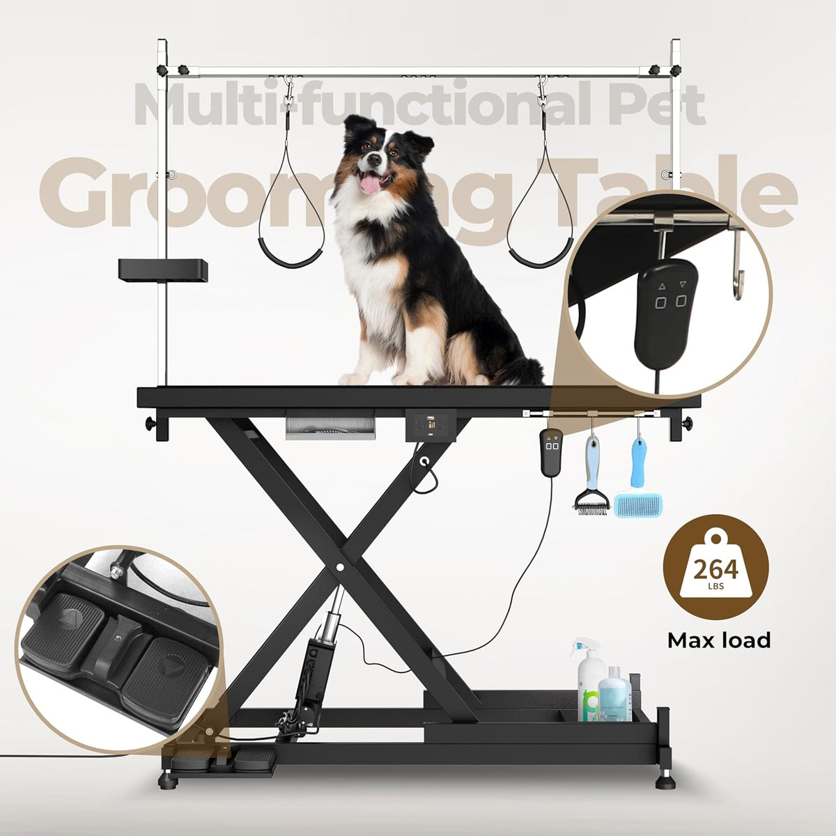 Electric Pet Grooming Table for Large Dogs - Professional Heavy Duty Height Adjustable Pet Grooming