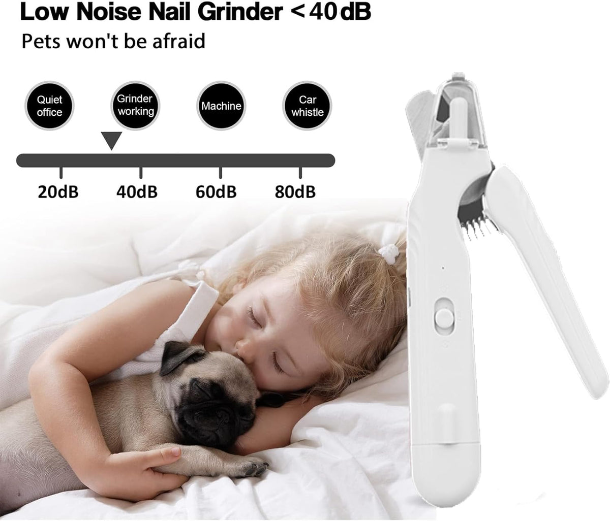2 In 1 Pet Nail Clipper and Grinder, Professional Electric Rechargeable Pet Nail Fast Trimmer