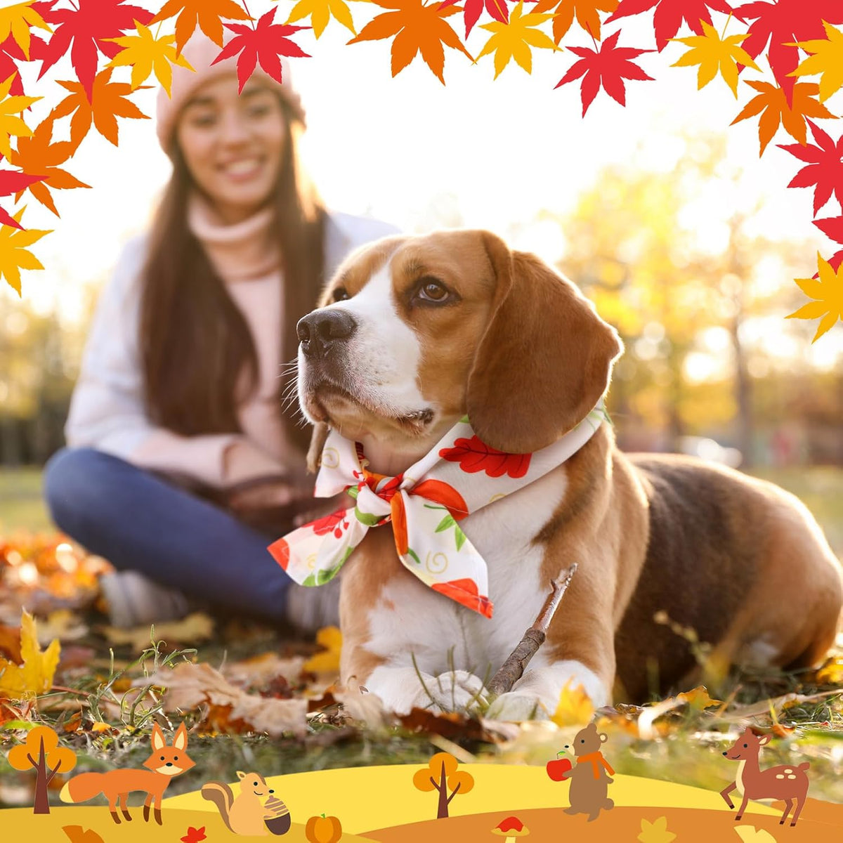 Chunful 30 Pcs Thanksgiving Fall Bandanas for Dogs Autumn Dog Bandanas with Maple Leaves Pumpkin