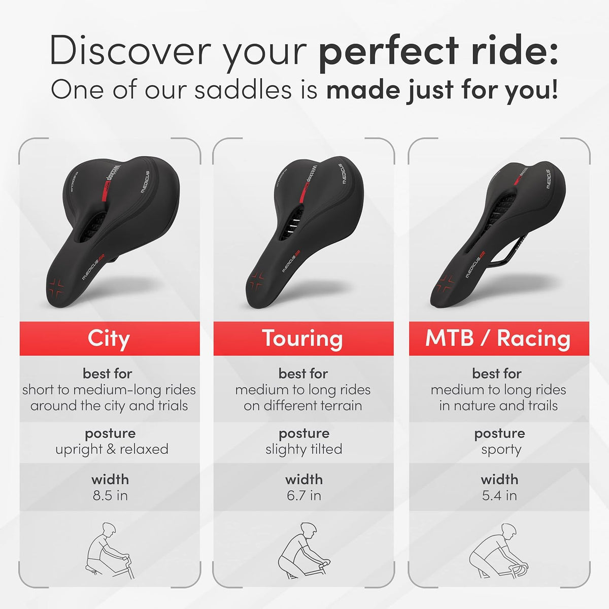 Wittkop Bike Seat I Bicycle Seat for Men and Women, Waterproof Bike Saddle with Innovative