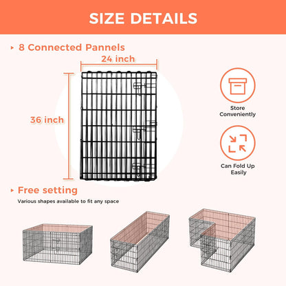 Foldable Dog Playpen 36" Height 8 Panels Metal Exercise Pen with Door - Indoor/Outdoor Dog Play Pen