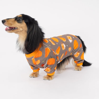 Fitwarm Pumpkin Dog Pajamas, Thanksgiving Outfit for Small Dogs Boy Girl, Pet Onesie, Brown