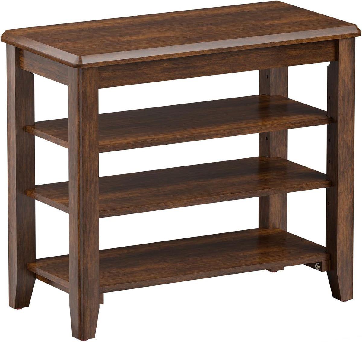 Shoe Bench Storage Rubberwood, Entryway Bench with 3-Tiers Height Adjustable, Shoe Rack Front Door