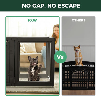 FXW AuraSpace Acrylic Indoor Unleashed Dog Playpen for Small and Medium Dogs, 30 Inch, 16 Panels
