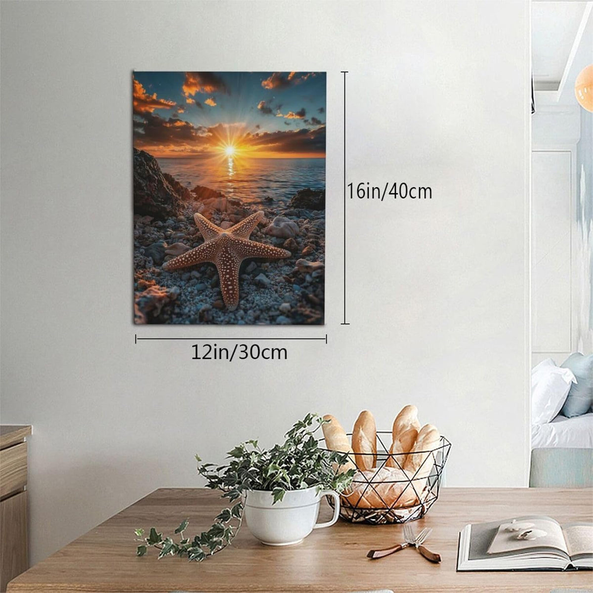 Beach Starfish Wall Decor Ocean Starfish Wall Art Sunset Scenery Coastal Theme Pictures Canvas