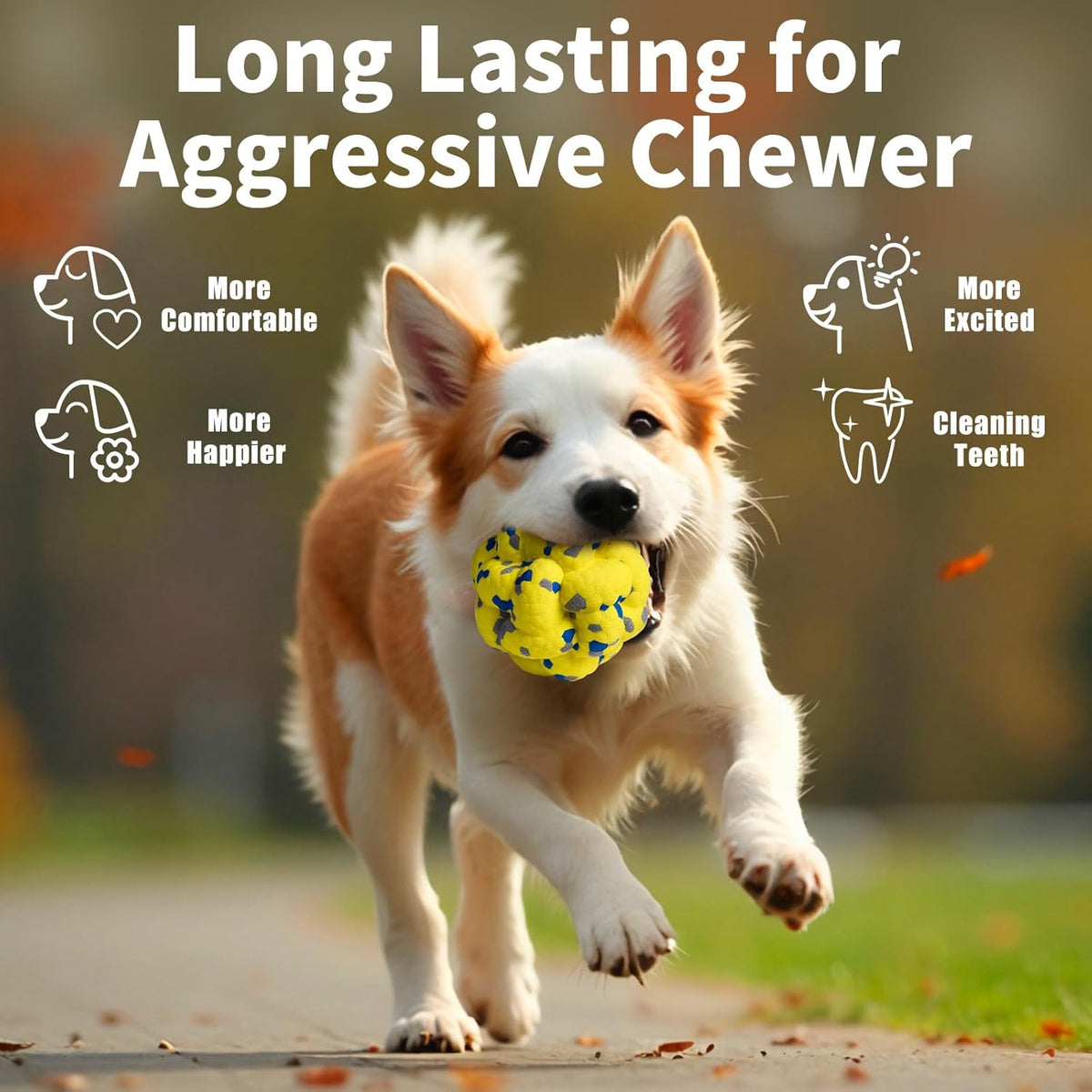 Upgrade Dog Balls Interactive Toys for Aggressive Chewers, Indestructible Tennis Durable Bouncy for
