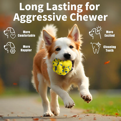 Upgrade Dog Balls Interactive Toys for Aggressive Chewers, Indestructible Tennis Durable Bouncy for