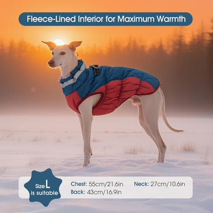 FUAMEY Dog Coat for Medium Dogs,Waterproof Dog Winter Jacket with Harness Built in Puppy Cold
