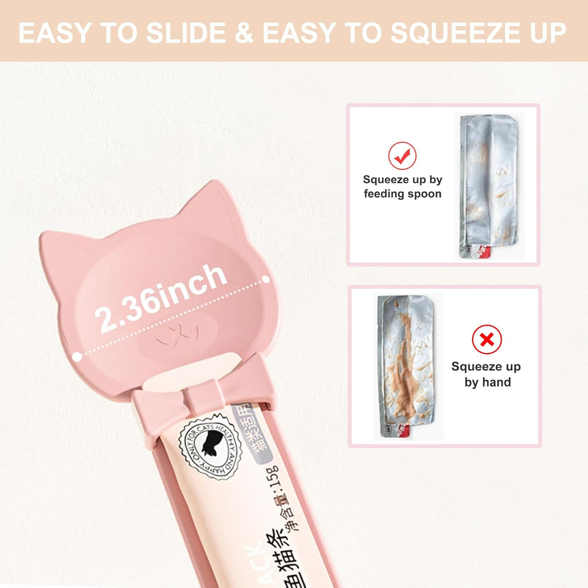 PETPAWLOVELY-1PCS Cat Treat Spoon Squeeze,Cat Strip Feeder spoon,Multi-Function Dispenser