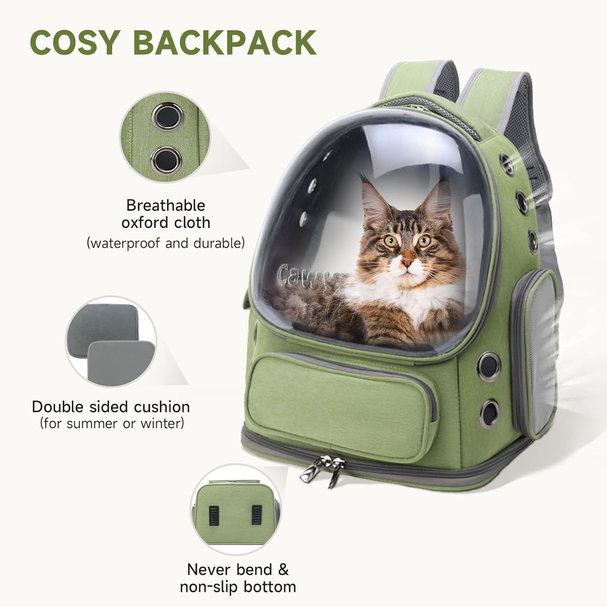 Cat Backpack Carrier, Breathable Cat Carrier Large Space Bubble Pet Backpack for Kitty Small Dog up
