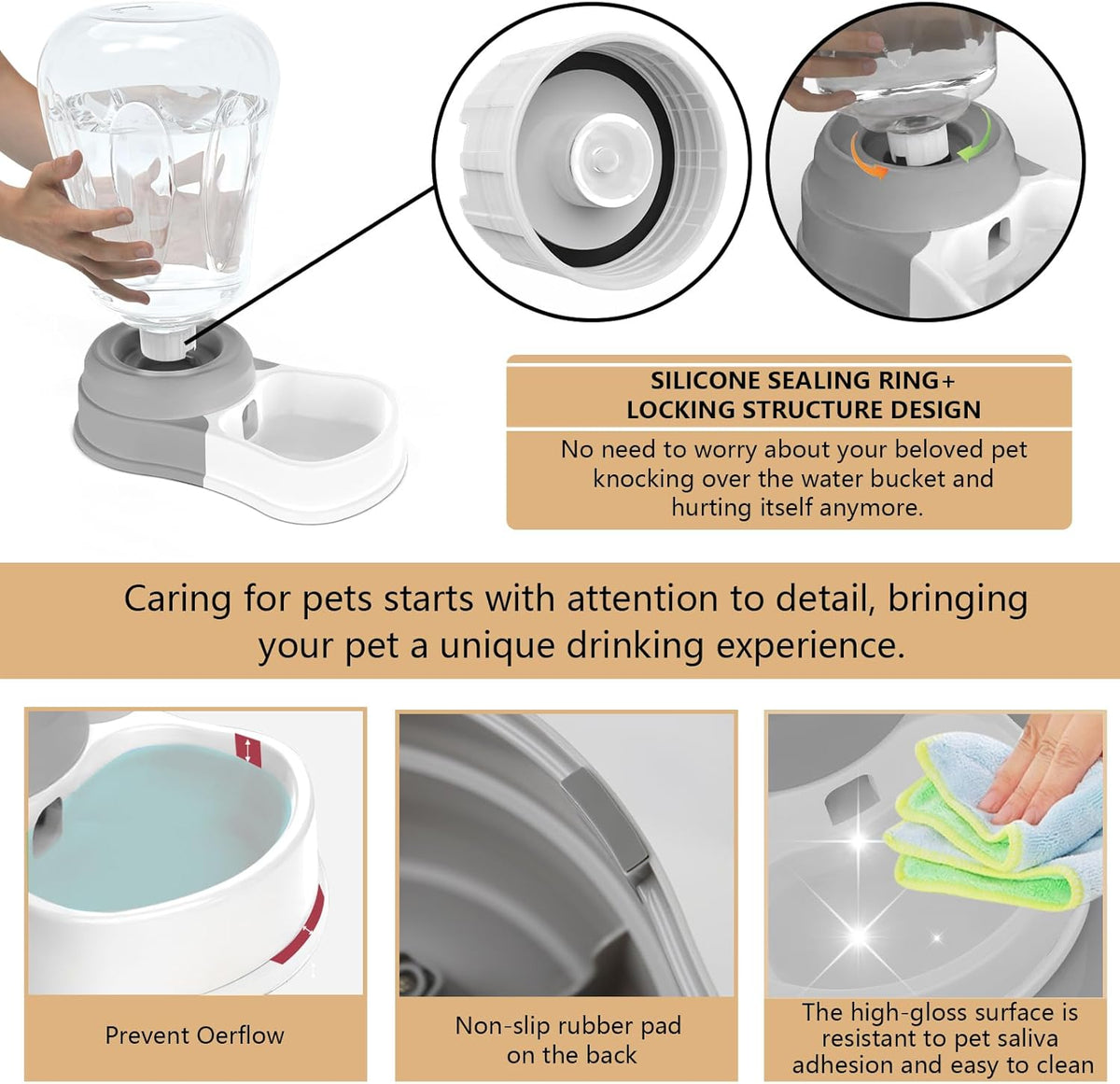 1.58 Gallon Automatic Dog Water Bowl Dispenser, Large Capacity Water Feeder for Cats and Dogs
