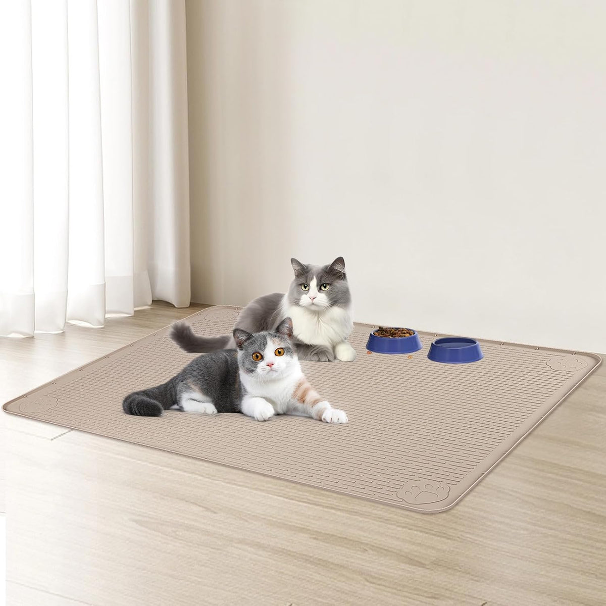 Cat Food Mat, 40" x 28" Extra Large Silicone Pet Feeding Mat with Raised Edge Pet Placemat for Food