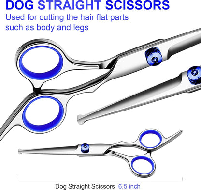 Professional Dog Grooming Scissors Kit, Titanium Coated Dog Scissors for Grooming, Grooming Shears