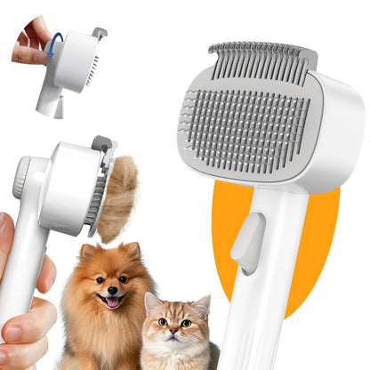 Self Cleaning Slicker Brush, 2-in-1 Cat Brush for Shedding, Skin Friendly Grooming Tool for Long &