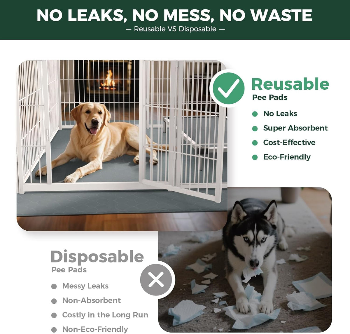 FXW Washable Pee Pads for Dogs, Puppy Pads with Super Absorbent, Specifically Designed for Potty