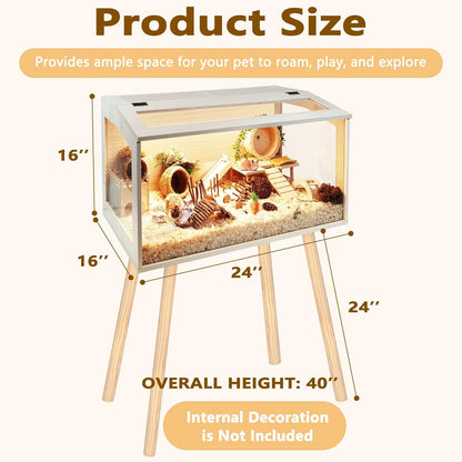 Prolee Hamster Cage Wooden Chew Proof, Extra Large Mice and Rat Habitat Openable Top with Acrylic