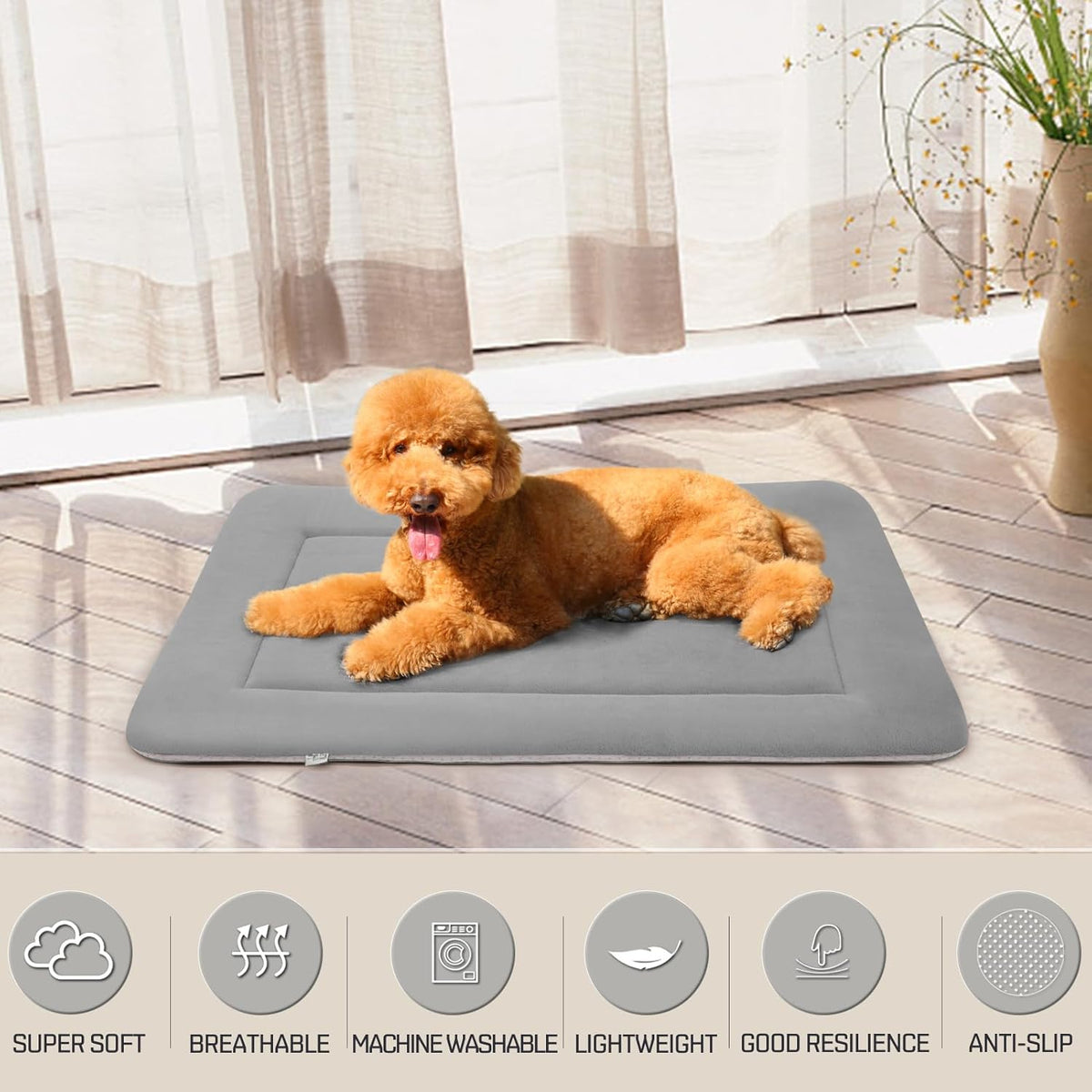 Magic Dog Soft Large Bed Crate Pad Mat, 42 Inches Machine Washable Pet Bed With Non-Slip Bottom