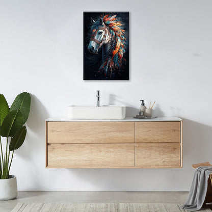 Horse Pictures Wall Art, Horse Animal Bathroom Wall Decor, Aesthetics Modern Framed Painting