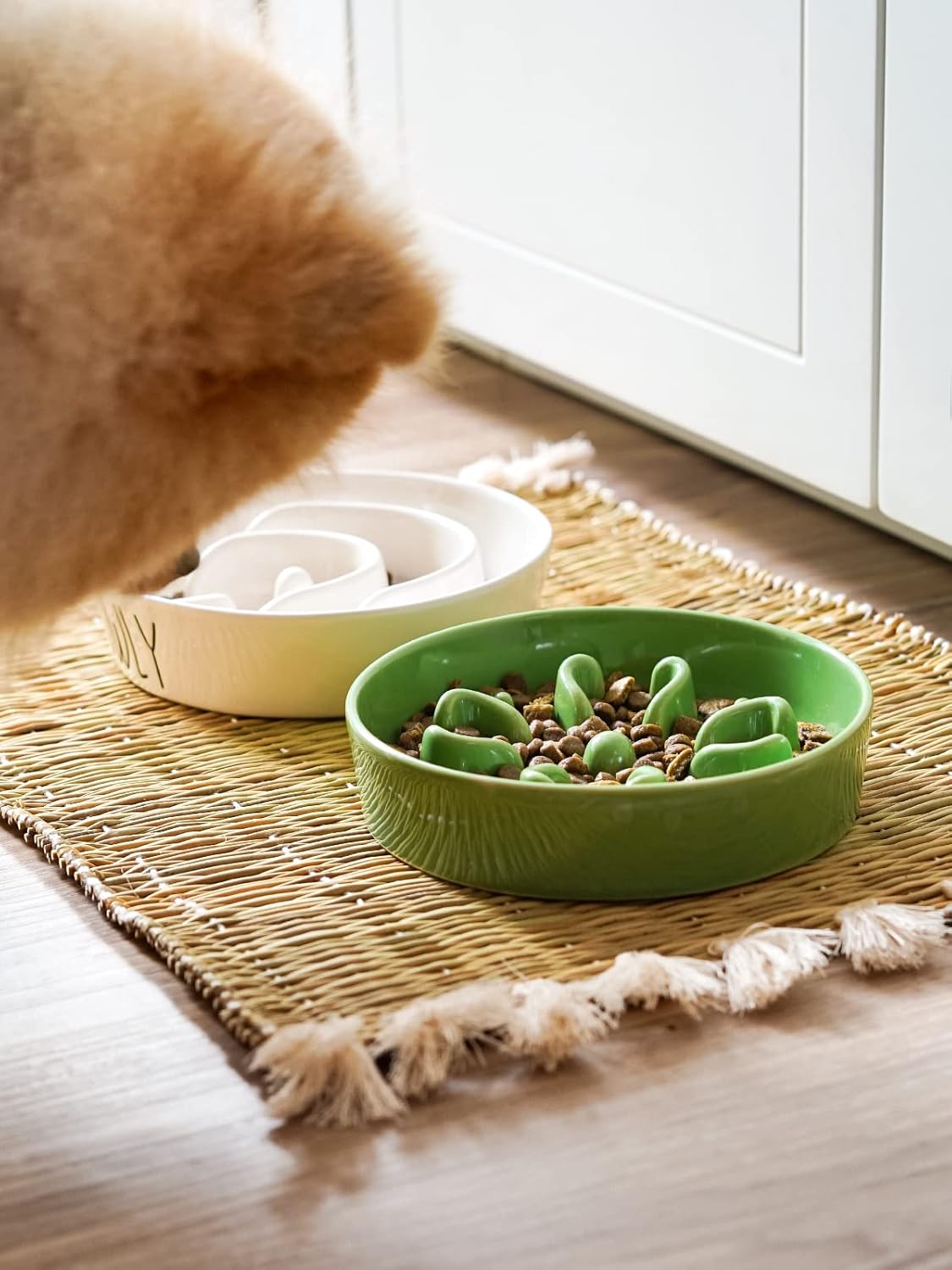 LE TAUCI Ceramic Slow Feeder Dog Bowls Small Breed, 0.6 Cups Dog Food Dish for Fast Eaters, Puzzle