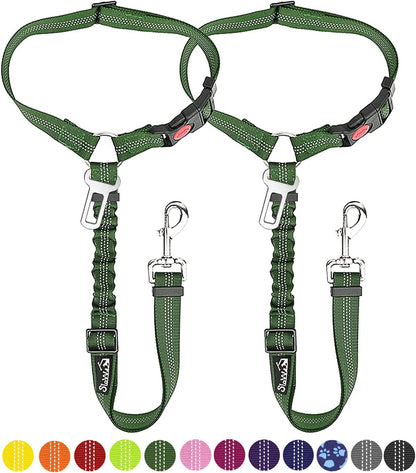 SlowTon Dog Seat Belt for Car, 2 Pack Dog Car Harness Seatbelt Adjustable with Elastic Bungee