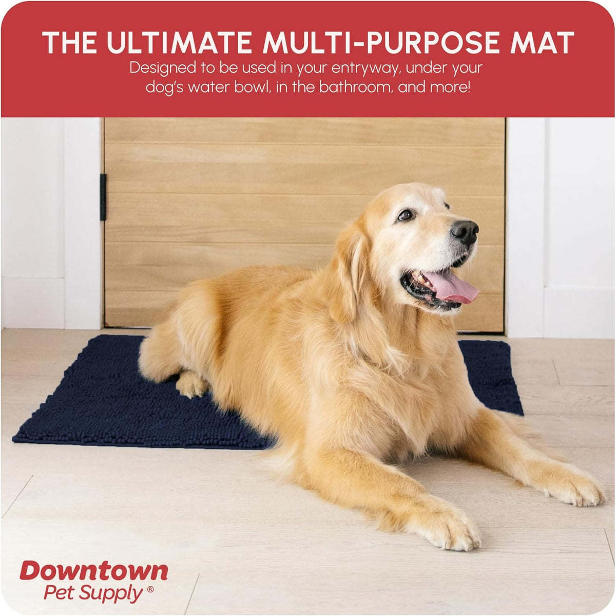 My Doggy Place Microfiber Dog Mat for Muddy Paws, 36" x 26" Navy Blue - Absorbent and Quick-Drying
