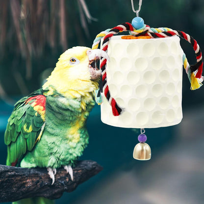 Extra Large Bird Chewing Toy, Parrot Beak Grinding Calcium Stone with Bells, Bird Cage Accessories