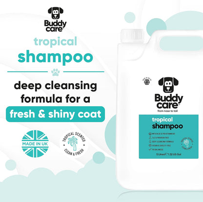 Tropical Dog Shampoo by Buddycare | Deep Cleansing Shampoo for Dogs | Tropical Scented | with Aloe